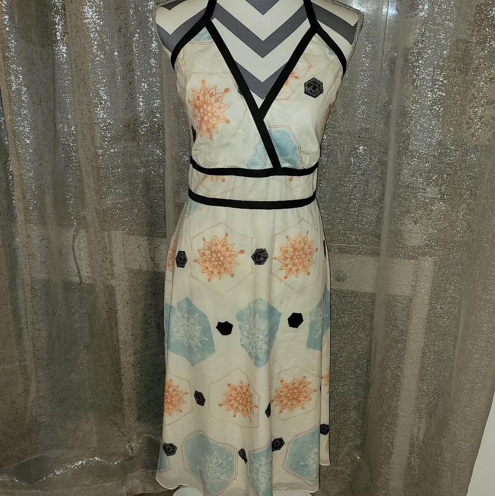 Geometric Print Halter Dress